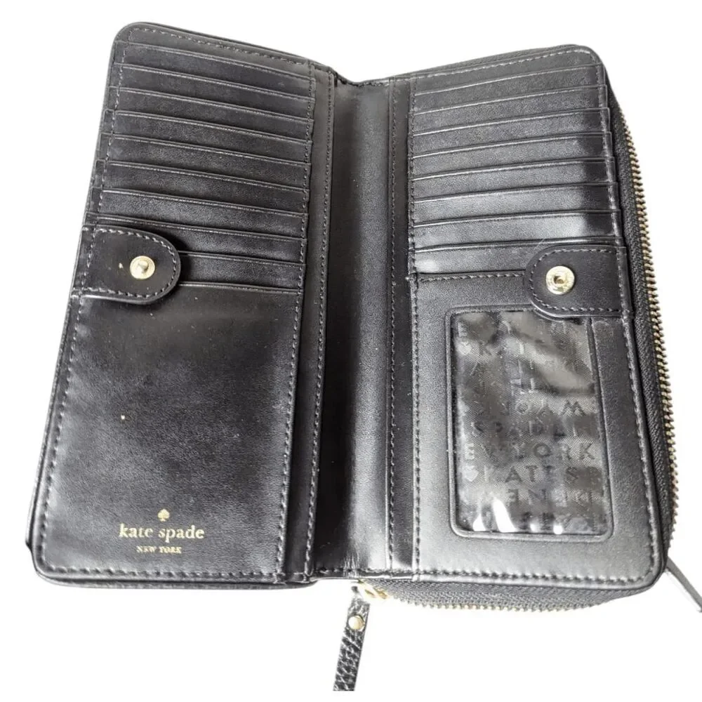KATE SPADE Larchmont Avenue Neda Black Pebbled Leather Wallet